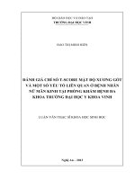 Đánh giá chỉ số tscore mật độ xương gót và một số yếu tố liên quan ở bệnh nhân nữ mãn kinh tại phòng khám bệnh đa khoa trường đại học Y khoa Vinh