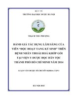 Đánh giá tác dụng lâm sàng của viên độc hoạt tang ký sinh trên bệnh nhân thoái hóa khớp gối tại viện y dược học dân tộc thành phố hồ chí minh năm 2014