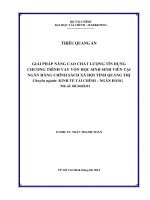 GIẢI PHÁP NÂNG CAO CHẤT LƯỢNG tín DỤNG CHƯƠNG TRÌNH VAY vốn học SINH SINH VIÊN tại NGÂN HÀNG CHÍNH SÁCH xã hội TỈNH QUẢNG TRỊ 