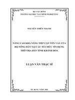 NÂNG CAO KHẢ NĂNG TIẾP cận vốn VAY của hộ NÔNG dân tại các tổ CHỨC tín DỤNG TRÊN địa bàn TỈNH KHÁNH hòa 