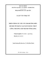 Luận văn thạc sĩ phân tích các yếu tố ảnh hưởng đến rủi ro tín dụng tại ngân hàng TMCP công thương chi nhánh vĩnh long 