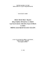 phân tích thực trạng hoạt động tín dụng cá nhân tại ngân hàng thương mại cổ phần á châu phòng giao dịch ngã bảy sài gòn