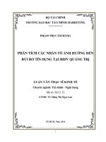 PHÂN TÍCH các NHÂN tố ẢNH HƯỞNG đến rủi RO tín DỤNG tại BIDV QUẢNG TRỊ 