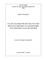 Các yếu tố ảnh hưởng đến việc tuân thủ thuế xuất nhập khẩu của doanh nghiệp xuất nhập khẩu tại TP  hồ chí minh 