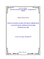 NÂNG CAO CHẤT LƯỢNG tín DỤNG CHÍNH SÁCH tại NGÂN HÀNG CHÍNH SÁCH xã hội TỈNH QUẢNG TRỊ 