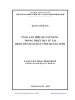 Nâng cao hiệu quả sử dụng trang thiết bị y tế tại bệnh viện bãi cháy tỉnh quảng ninh
