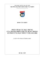 Phân tích các đặc trưng của thanh nhiên liệu sử dụng trong lò phản ứng hạt nhân VVER AES2006