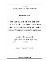 CÁC yếu tố ẢNH HƯỞNG đến cấu TRÚC vốn của các CÔNG TY NGÀNH vật LIỆU xây DỰNG NIÊM yết TRÊN THỊ TRƯỜNG CHỨNG KHOÁN VIỆT NAM 