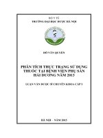 Phân tích thực trạng sử dụng thuốc tại bệnh viện phụ sản hải dương năm 2013