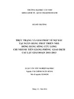 thực trạng và giải pháp về nợ xấu tại ngân hàng phát triển nhà đồng bằng sông cửu long chi nhánh tiền giang phòng giao dịch cai lậy giai đoạn 2011 đến 2013