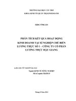 phân tích kết quả hoạt động kinh doanh tại xí nghiệp chế biến lương thực số 1, công ty cổ phần lương thực hậu giang