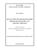 QUẢN lý THUẾ THU NHẬP DOANH NGHIỆP TRÊN địa bàn HUYỆN PHÚ VANG TỈNH THỪA THIÊN HUẾ 