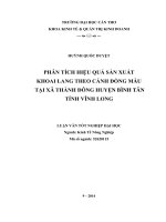phân tích hiệu quả sản xuất khoai lang theo cánh đồng mẫu tại xã thành đông huyện bình tân tỉnh vĩnh long
