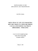 phân tích các yếu tố ảnh hưởng đến thu nhập của nông hộ trồng cải xà lách xoong tại thị xã bình minh – vĩnh long