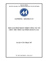 MỘT GIẢI PHÁP HOÀN THIỆN CÔNG tác tổ CHỨC THU THUẾ tại TỈNH CHĂM PA sắc 