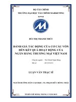 ĐÁNH GIÁ tác ĐỘNG của cơ cấu vốn đến kết QUẢ HOẠT ĐỘNG của NGÂN HÀNG THƯƠNG mại VIỆT NAM 