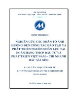 Luận văn thạc sĩ  nghiên cứu các nhân tố ảnh hưởng đến công tác đào tạo và phát triển nguồn nhân lực tại ngân hàng đầu tư và phát triển việt nam chi nhánh bắc sài gòn 
