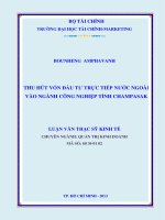 THU hút vốn đầu tư TRỰC TIẾP nước NGOÀI vào NGÀNH CÔNG NGHIỆP TỈNH CHAMPASAK 