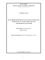 QUẢN TRỊ rủi RO tín DỤNG tại NGÂN HÀNG THƯƠNG mại cổ PHẦN đầu tư và PHÁT TRIỂN VIỆT NAM  CHI NHÁNH bắc QUẢNG BÌNH 