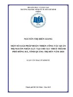Một số giải pháp hoàn thiện công tác quản trị nguồn nhân lực tại chi cục thuế thành phố đông hà, tỉnh quảng trị đến năm 2020