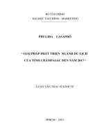 GIẢI PHÁP PHÁT TRIỂN NGÀNH DU LỊCH của TỈNH CHĂMPASẮC đến năm 2017 