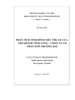 phân tích tình hình tiêu thụ xe của chi nhánh vĩnh long, công ty cổ phần ôtô trường hải