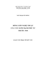 Đóng góp nghệ thuật của văn xuôi Mạnh Phú Tư trước 1945