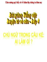 Bài giảng tiếng việt 4 tuần 19 bài chủ ngữ trong câu kể ai làm gì 