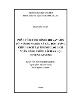 phân tích tình hình cho vay vốn đối với hộ nghèo và các đối tượng chính sách tại phòng giao dịch ngân hàng chính sách xã hội huyện lai vung