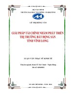 Luận văn thạc sĩ  giải pháp tài chính nhằm phát triển thị trường bất động sản tỉnh vĩnh long 