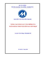 Luận văn thạc sĩ  nâng cao năng lực tài chính của ngân hàng TMCP sài gòn sau sáp nhập 