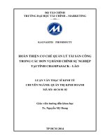 HOÀN THIỆN cơ CHẾ QUẢN lý tài sản CÔNG TRONG các đơn vị HÀNH CHÍNH sự NGHIỆP tại TỈNH CHAMPASACK  lào 