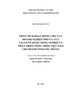 phân tích hoạt động cho vay doanh nghiệp nhỏ và vừa tại ngân hàng nông nghiệp và phát triển nông thôn việt nam chi nhánh tỉnh sóc trăng
