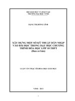 Xây dựng một số kỹ thuật dẫn nhập vào bài học trong dạy học chương trình hóa học lớp 10 THPT (Ban cơ bản)