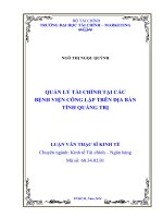QUẢN lý tài CHÍNH tại các BỆNH VIỆN CÔNG lập TRÊN địa bàn TỈNH QUẢNG TRỊ 