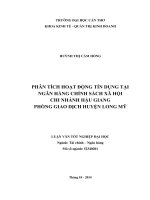 phân tích hoạt động tín dụng tại ngân hàng chính sách xã hội chi nhánh hậu giang phòng giao dịch huyện long mỹ