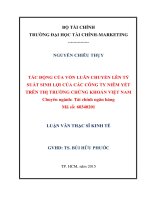 Luận văn thạc sĩ tác động của vốn luân chuyển lên tỷ suất sinh lợi của các công ty niêm yết trên thị trường chứng khoán việt nam 
