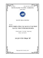 HOÀN THIỆN CÔNG tác QUẢN lý nợ THUẾ tại cục THUẾ TỈNH KHÁNH hòa LUẬN văn THẠC sĩ 