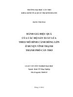 đánh giá hiệu quả của các hộ sản xuất lúa theo mô hình cánh đồng lớn ở huyện vĩnh thạnh thành phố cần thơ