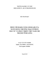 phân tích khả năng sinh lợi của ngân hàng thương mại cổ phần đầu tư và phát triển việt nam chi nhánh vĩnh long