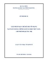 GIẢI PHÁP hạn CHẾ rủi RO tín DỤNGTẠI NGÂN HÀNG CHÍNH SÁCH xã hội VIỆT NAM –CHI NHÁNH QUẢNG TRỊ 