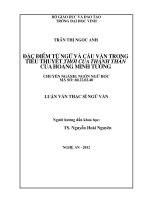 Đặc điểm từ ngữ và câu văn trong tiểu thuyết Thời của thánh thần của Hoàng Minh Tường