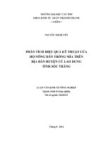 phân tích hiệu quả kỹ thuật của hộ nông dân trồng mía trên địa bàn huyện cù lao dung tỉnh sóc trăng