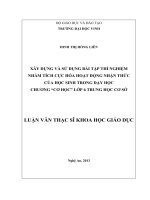 xây dựng và sử dụng bài tập thí nghiệm nhằm tích cực hóa hoạt động nhận thức của học sinh trong dạy học chương Cơ học lớp 6 trung học cơ sở