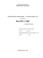 Chuyên đề môn văn học tác PHẨM HAI đứa TRẺ THẠCH LAM – 