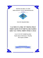 vai trò của phụ nữ trong phát triển kinh tế ở những hộ nghèo khu vực nông thôn tỉnh cà mau