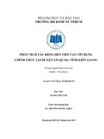 phân tích tác động đến tiếp cận tín dụng chính thức tại huyện gò quao, tỉnh kiên giang