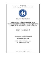 NÂNG CAO CHẤT LƯỢNG DỊCH vụ TUYÊN TRUYỀN hỗ TRỢ NGƯỜI nộp THUẾ tại CHI cục THUẾ QUẬN PHÚ NHUẬN 