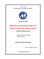PHÂN TÍCH và ĐÁNH GIÁ CÔNG tác QUẢN lý THUẾ THU NHẬP cá NHÂN TỈNH QUẢNG NGÃI 