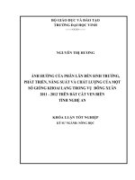 Ảnh hưởng của phân lân đến sinh trưởng, phát triển, năng suất và chất lượng của một số giống khoai lang trong vụ Đông xuân 2011  2012 trên đất cát ven biển tỉnh Nghệ An